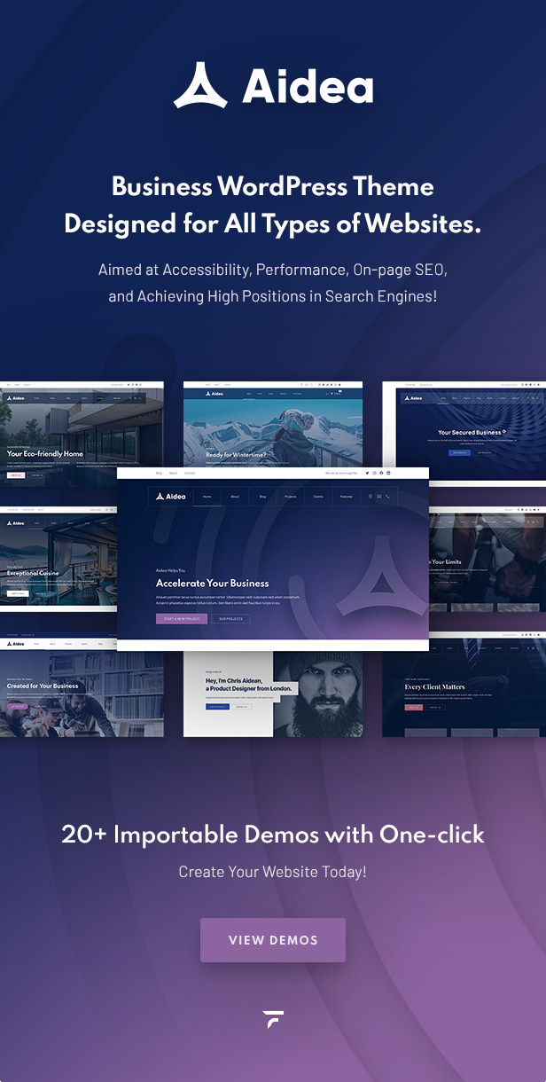 Business WordPress theme designed for all types of websites. Aimed at accessibility, performance, on-page SEO, and achieving high positions in search engines!